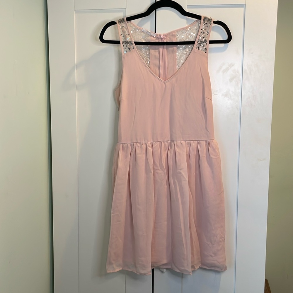 Nordstrom Baby Pink Blush Sequin Dress -‎ Size Medium